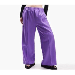 NWT ASOS DESIGN Curve Pants Womens 22 Purple Elastic Waist Tailored Trouser